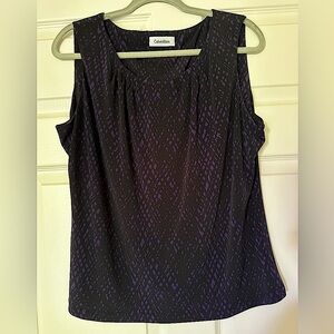 Calvin Klein, black & purple sleeveless blouse, XL